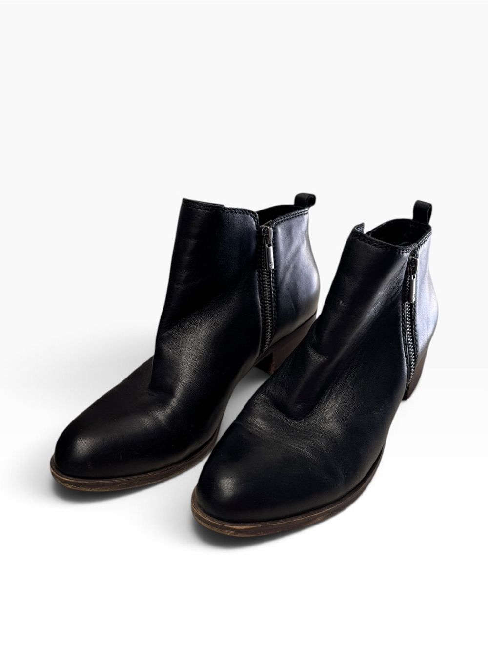 Lucky Brand Black Leather Women's Side-Zip Ankle Boots Size 8